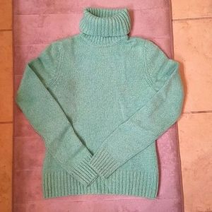 EUC 100% cashmere aqua marled turtleneck sweater PS